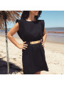 patron Auckland robe sans manche noire à épaulettes vue de face