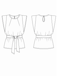 Dessin technique patron de couture top Auckland à volants épaulettes