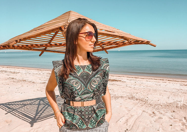 patron top d'été Auckland sans manche à épaulettes cousu en tissu jacquard souple dans les tons verts